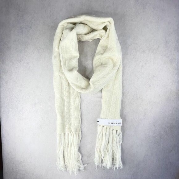 Eugenia Kim Jacintah Scarf Ivory Metallic Wool Blend Long Scarf Womens One Size - Picture 1 of 8